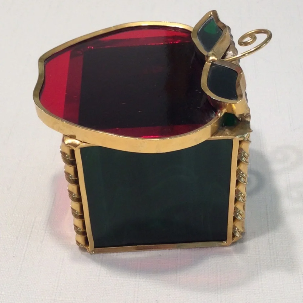 Apple Glass Hinged Trinket Box​